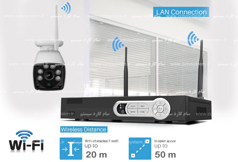  پک چهار دوربین مداربسته بیسیم برد بالا ریپیتر تحت شبکه دو مگاپیکسل WIFI - تصویر ۵