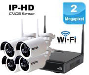 پک چهار دوربین مداربسته بیسیم برد بالا ریپیتر تحت شبکه دو مگاپیکسل WIFI