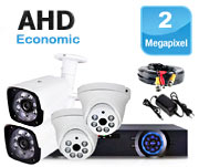 پک دوربین مداربسته چهار دوربین سقفی و دیواری 2 مگاپیکسلی همراه با کابل و آدابتور AHD 2MP