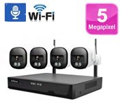 پک چهار دوربین مداربسته بیسیم برد بالا ریپیتر تحت شبکه پنج مگاپیکسل WIFI