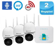 پک سه دوربین مداربسته سیمکارتی بیسیم گردان تحت شبکه دو مگاپیکسل WIFI
