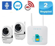 پک دو دوربین مداربسته سیمکارتی بیسیم گردان تحت شبکه دو مگاپیکسل WIFI