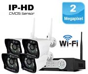 پک چهار دوربین مداربسته بیسیم برد بالا ریپیتر تحت شبکه دو مگاپیکسل WIFI