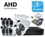 پک دوربین مداربسته هفت دوربین دیواری و سقفی یک مگاپیکسلی همراه با کابل و آدابتور AHD 2MP